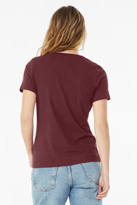 BELLA+CANVAS  Women's Relaxed Jersey Short Sleeve V-Neck Tee - Maroon Back
