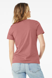 BELLA+CANVAS  Women's Relaxed Jersey Short Sleeve V-Neck Tee - Mauve Back