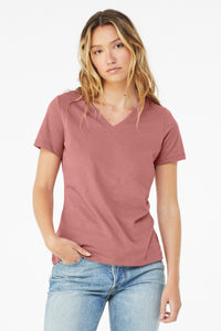 BELLA+CANVAS  Women's Relaxed Jersey Short Sleeve V-Neck Tee - Mauve