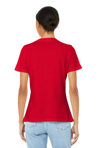 BELLA+CANVAS  Women's Relaxed Jersey Short Sleeve V-Neck Tee - Red Back