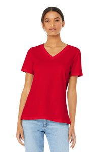 BELLA+CANVAS  Women's Relaxed Jersey Short Sleeve V-Neck Tee - Red