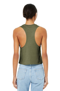 BELLA+CANVAS  Women's Racerback Cropped Tank - Heather Olive Back