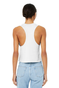 BELLA+CANVAS  Women's Racerback Cropped Tank - Solid White Blend Back