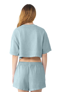 BELLA+CANVAS Women's Heavyweight Garment-Dyed Cropped Tee BC6882GD - Light Washed Denim Back