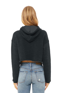 BELLA+CANVAS  Women's Sponge Fleece Cropped Fleece Hoodie - Dark Grey Heather Back