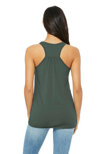BELLA+CANVAS  Women's Flowy Racerback Tank - Military Green Back