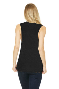 BELLA+CANVAS  Women's Flowy Scoop Muscle Tank - Black Heather Back