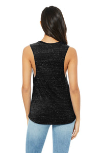 BELLA+CANVAS  Women's Flowy Scoop Muscle Tank - Black Marble Back