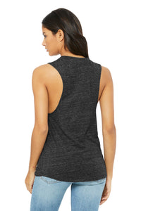 BELLA+CANVAS  Women's Flowy Scoop Muscle Tank - Charcoal Black Slub Back