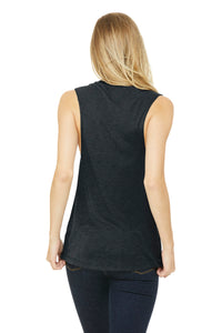 BELLA+CANVAS  Women's Flowy Scoop Muscle Tank - Dark Grey Heather Back