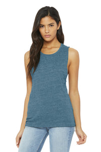 BELLA+CANVAS  Women's Flowy Scoop Muscle Tank - Denim Slub