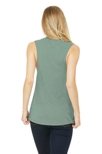 BELLA+CANVAS  Women's Flowy Scoop Muscle Tank - Dusty Blue Back