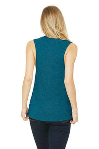 BELLA+CANVAS  Women's Flowy Scoop Muscle Tank - Heather Deep Teal Back