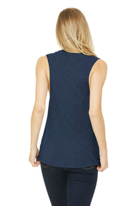 BELLA+CANVAS  Women's Flowy Scoop Muscle Tank - Heather Navy Back