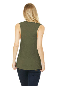 BELLA+CANVAS  Women's Flowy Scoop Muscle Tank - Heather Olive Back
