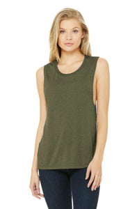 BELLA+CANVAS  Women's Flowy Scoop Muscle Tank - Heather Olive