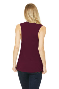 BELLA+CANVAS  Women's Flowy Scoop Muscle Tank - Maroon Back