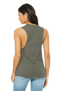 BELLA+CANVAS  Women's Flowy Scoop Muscle Tank - Olive Slub Back