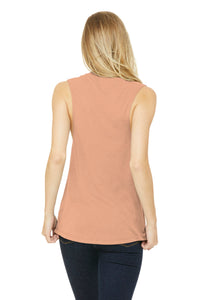 BELLA+CANVAS  Women's Flowy Scoop Muscle Tank - Peach Slub Back
