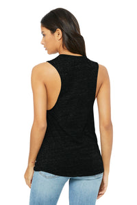 BELLA+CANVAS  Women's Flowy Scoop Muscle Tank - Solid Black Slub Back