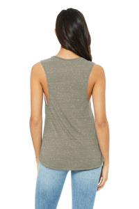 BELLA+CANVAS  Women's Flowy Scoop Muscle Tank - Stone Marble Back