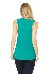 BELLA+CANVAS  Women's Flowy Scoop Muscle Tank - Teal Back