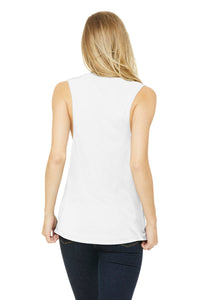 BELLA+CANVAS  Women's Flowy Scoop Muscle Tank - White Back