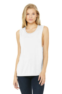 BELLA+CANVAS  Women's Flowy Scoop Muscle Tank - White