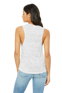 BELLA+CANVAS  Women's Flowy Scoop Muscle Tank - White Marble Back
