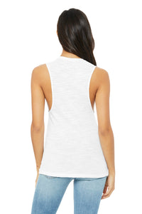 BELLA+CANVAS  Women's Flowy Scoop Muscle Tank - White Slub Back