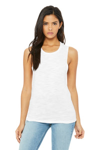 BELLA+CANVAS  Women's Flowy Scoop Muscle Tank - White Slub