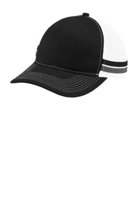 Port Authority  Two-Stripe Snapback Trucker Cap - Black/ Grey Steel/ White