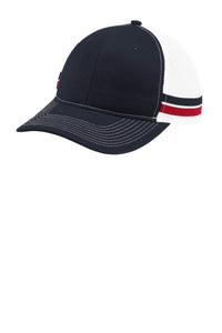 Port Authority  Two-Stripe Snapback Trucker Cap - Rich Navy/ Flame Red/ White