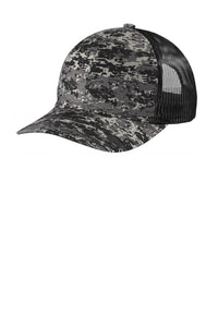 Port Authority  Digi Camo Snapback Trucker Cap C404 - Black Digi/ Black