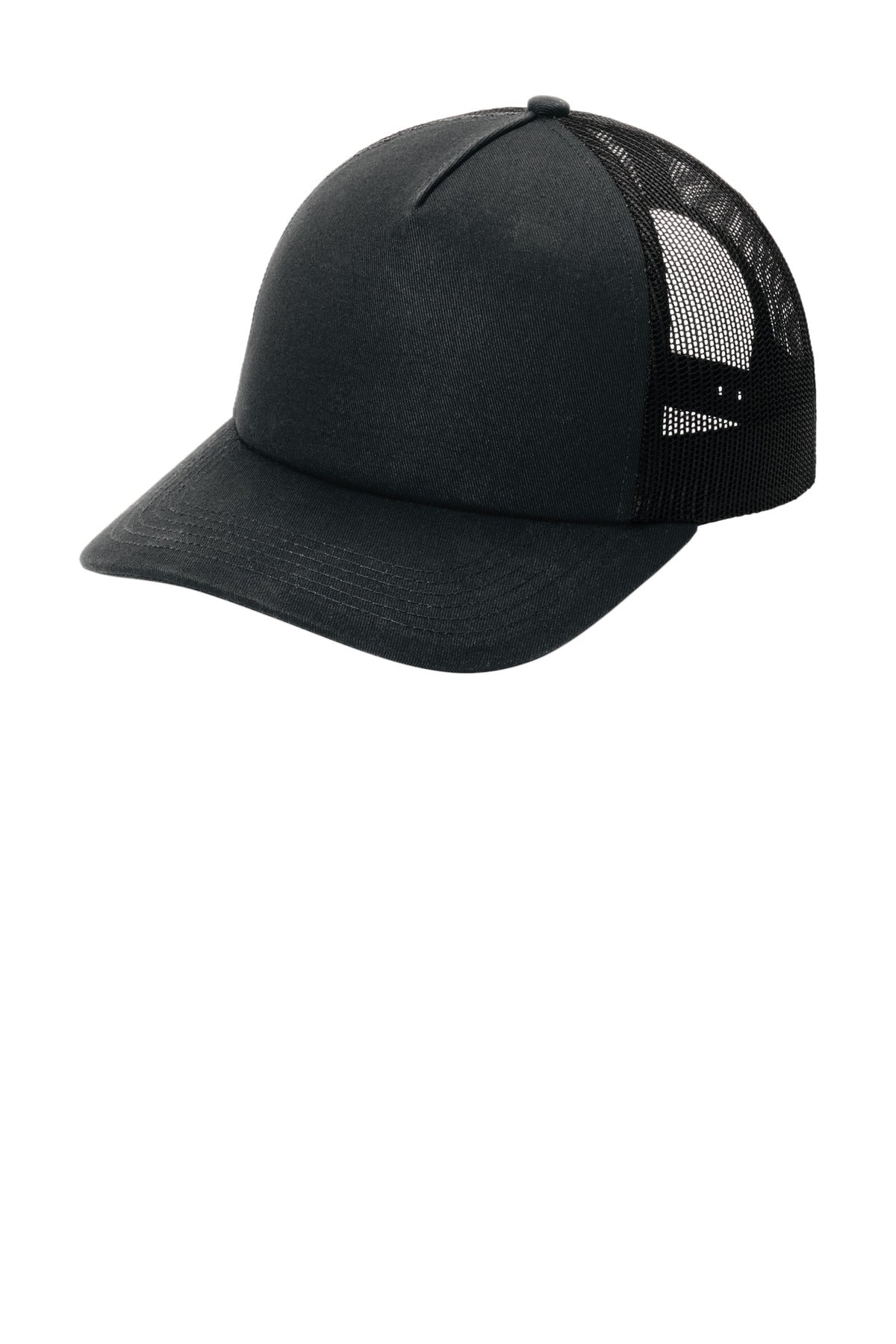 Port Authority Low-Profile Snapback 5-Panel Trucker Cap C405LP - Black/ Black