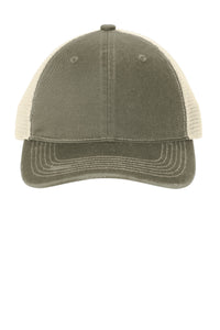 Port Authority Distressed Mesh Back Cap C600 - Light Olive/ Stone