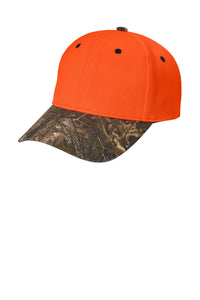Port Authority Enhanced Visibility Cap with Camo Brim - Orange Blaze/ Realtree Xtra