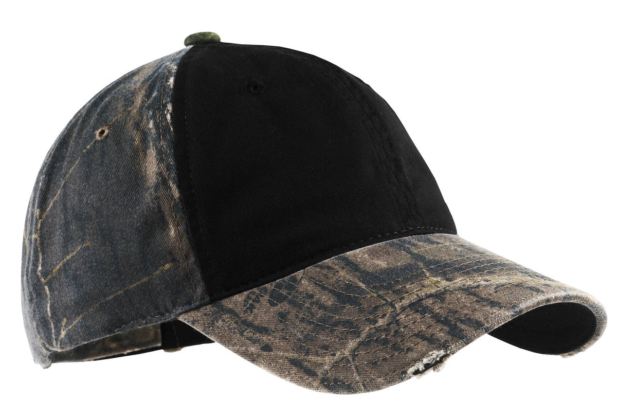 DISCONTINUED Port Authority Camo Cap with Contrast Front Panel - Mossy Oak New Break-Up/ Black
