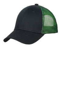 Port Authority Double Mesh Snapback Sandwich Bill Cap - Black/ Shock Green