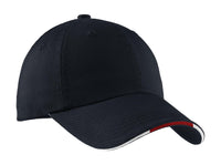 Port Authority Sandwich Bill Cap with Striped Closure - Classic Navy/ Red/ White