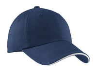 Port Authority Sandwich Bill Cap with Striped Closure - Ensign Blue/ White