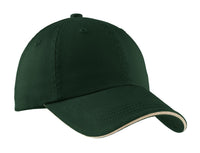 Port Authority Sandwich Bill Cap with Striped Closure - Hunter/ Stone