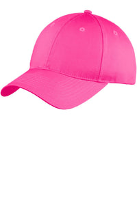 Port Authority Six-Panel Unstructured Twill Cap - Neon Pink