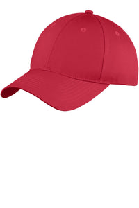 Port Authority Six-Panel Unstructured Twill Cap - Red