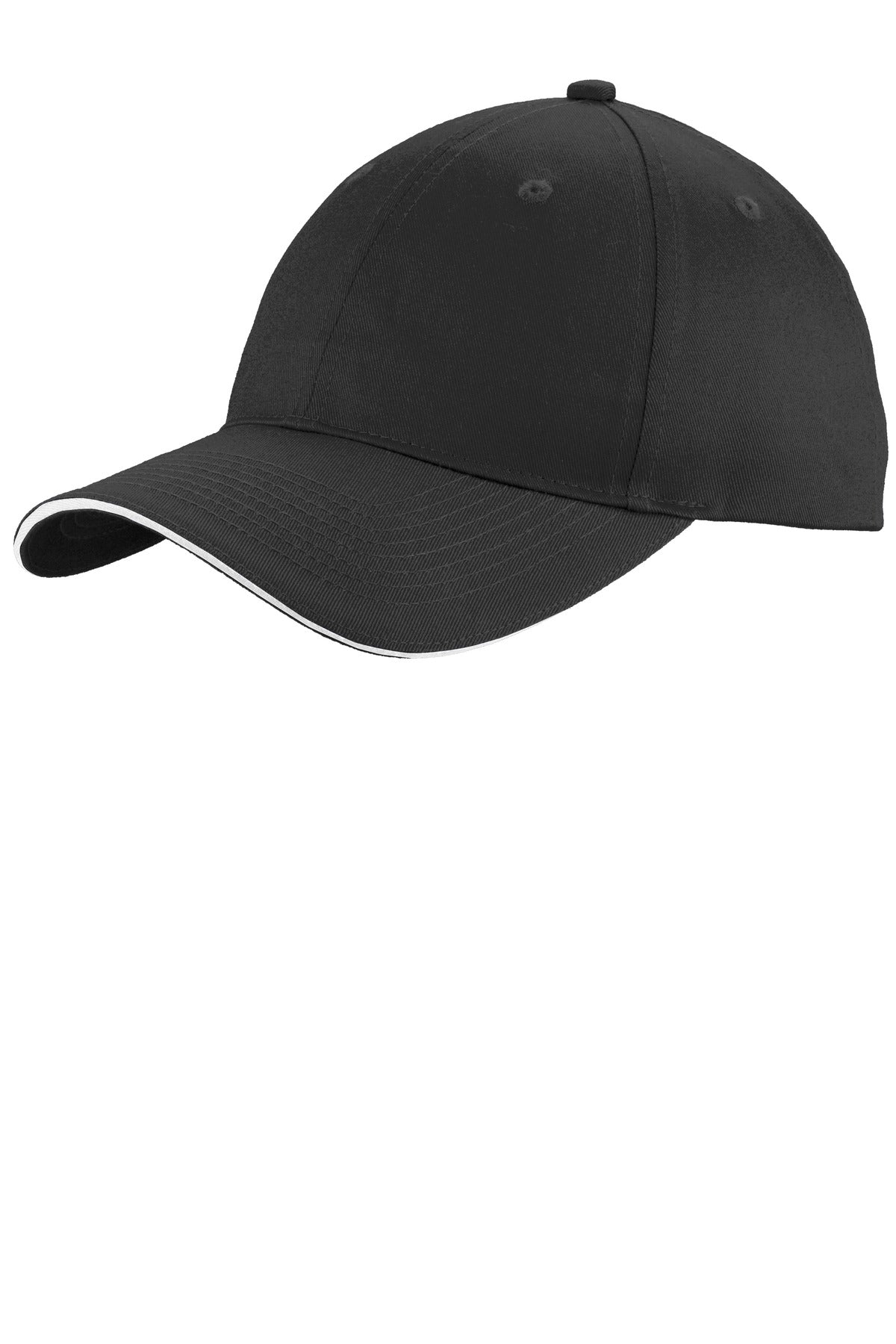 Port Authority Unstructured Sandwich Bill Cap - Black/ White