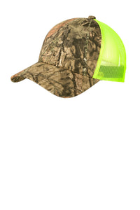 Port Authority Structured Camouflage Mesh Back Cap - Mossy Oak Break-Up Country/ Neon Yellow