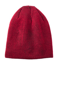 Port Authority Rib Knit Slouch Beanie - Deep Red/ Black