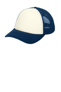 Port Authority  5-Panel Twill Foam Trucker Cap - Ivory/ Navy