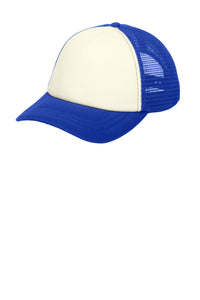 Port Authority  5-Panel Twill Foam Trucker Cap - Ivory/ Royal