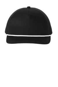 Port Authority Snapback Five-Panel Rope Cap C962 - Black/ White